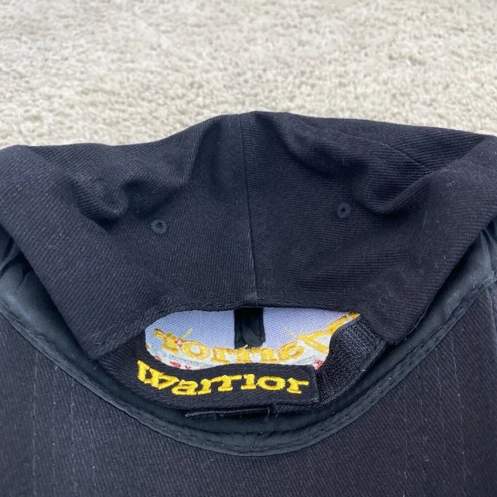 Warrior Custom Golf Hat Black / Gold Script Adjustable Strap Side “W” Cotton Cap